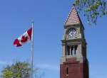 Photo of Niagara-on-the-Lake Horse Clock Tower with Canadian Flag